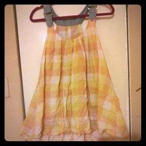 Plaid top with light denim accent